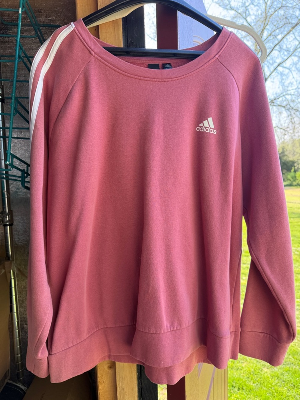 adidas Rose Pink Sweatshirt with White Stripes